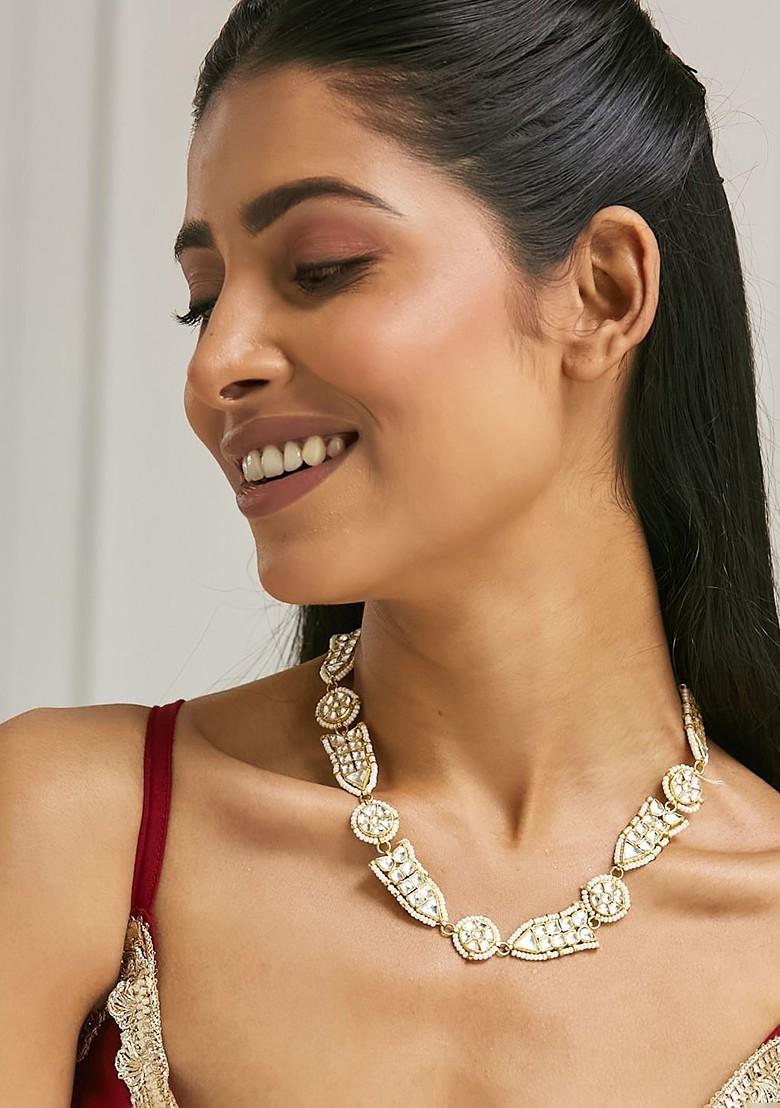 22K Gold Plated Kundan And Pearl Studded Matha Patti With Regal Motifs Head Jewellery