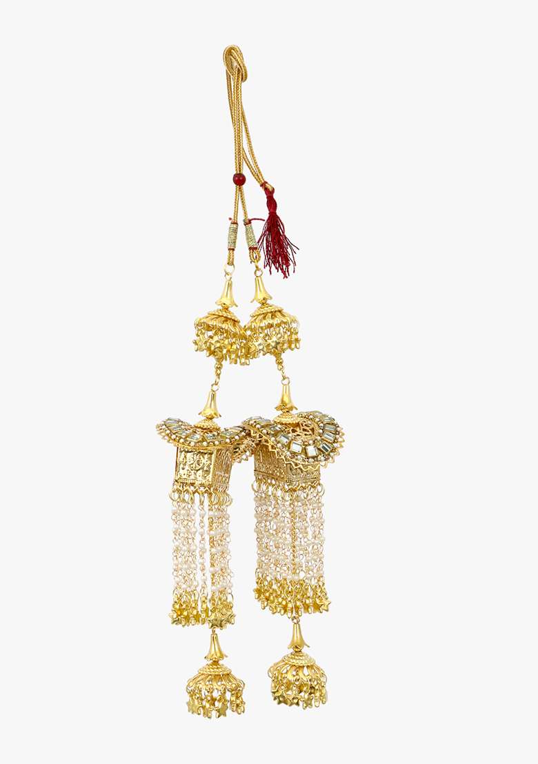 Gold Plated Pearls Beaded Bridal Layered Kaleeras - Indya
