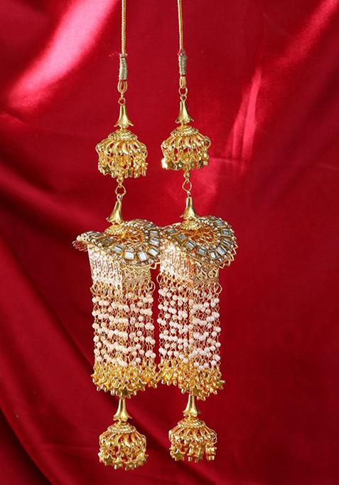 Gold Plated Pearls Beaded Bridal Layered Kaleeras