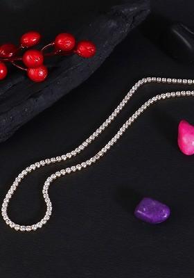 Gold Plated White Stones Studded Waist Chain Saree Accessories