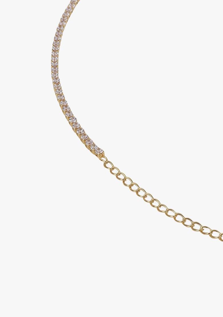 Gold Plated White Stones Studded Waist Chain Saree Accessories - Indya