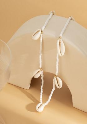 Boho Style White Cowrie Shell Beaded Waist Chain For Beach Wear