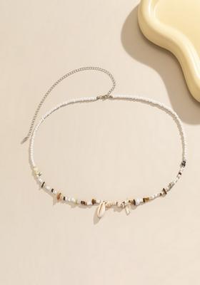 Boho Style White Cowrie Shell With Beads And Sea Stones Beaded Waist Chain
