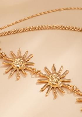 Boho Style Gold Plated Smiling Sun Layered Waist Chain
