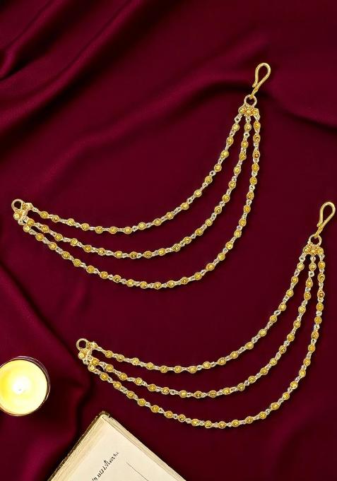 Gold Plated 3 Layered Beads Earchain