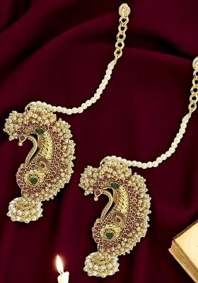 Gold Plated Peacock Shape Ear Cuff Earrings