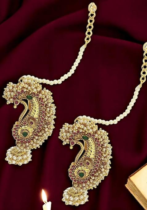 Gold Plated Peacock Shape Ear Cuff Earrings