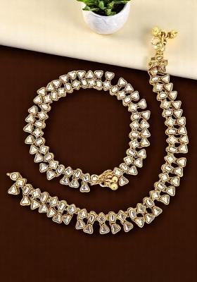 Gold Plated Kundan Studded Anklet