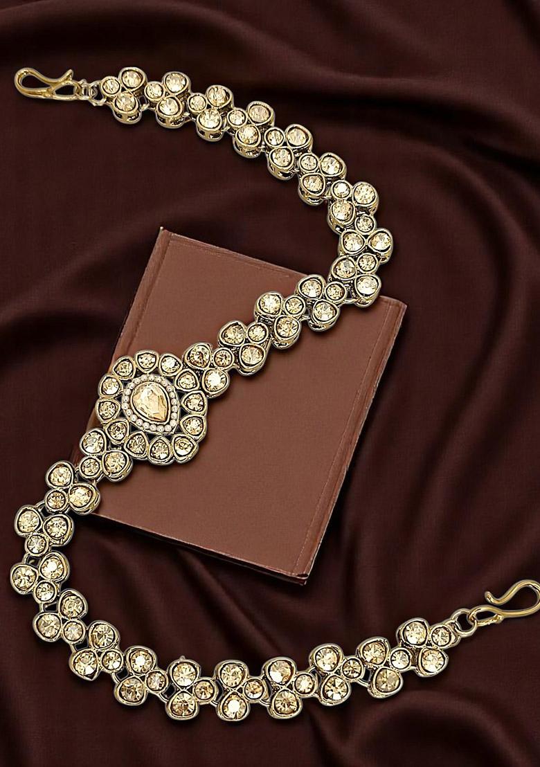 Gold Plated Stone Studded Matha Patti