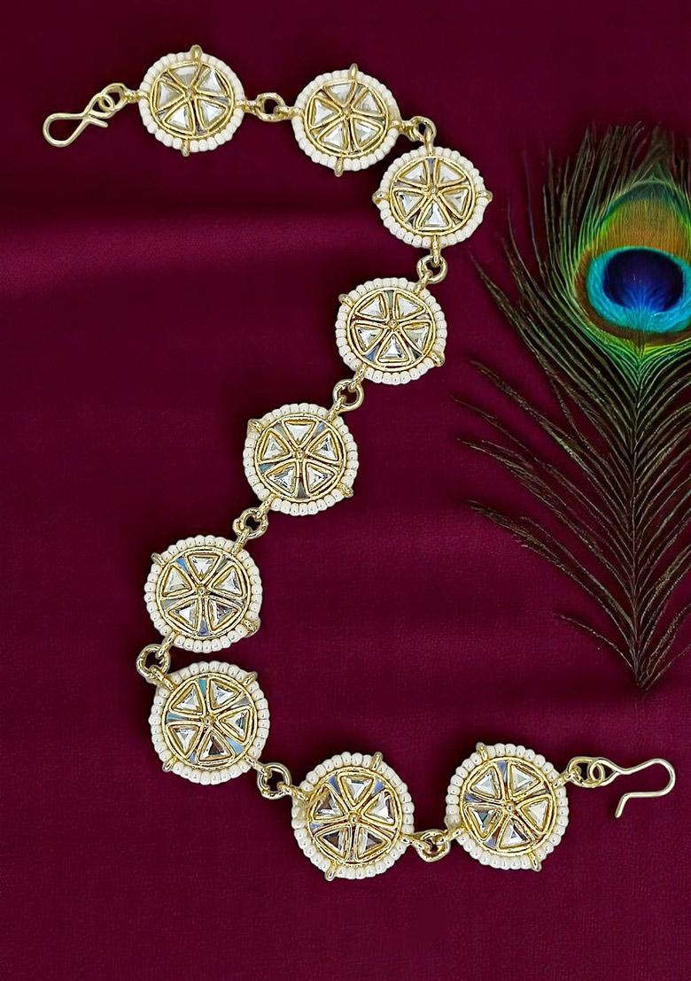 Gold Plated Stone Studded Circle Shape Matha Patti