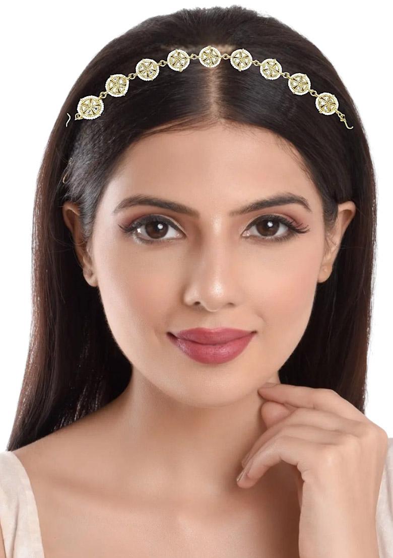 Gold Plated Stone Studded Circle Shape Matha Patti