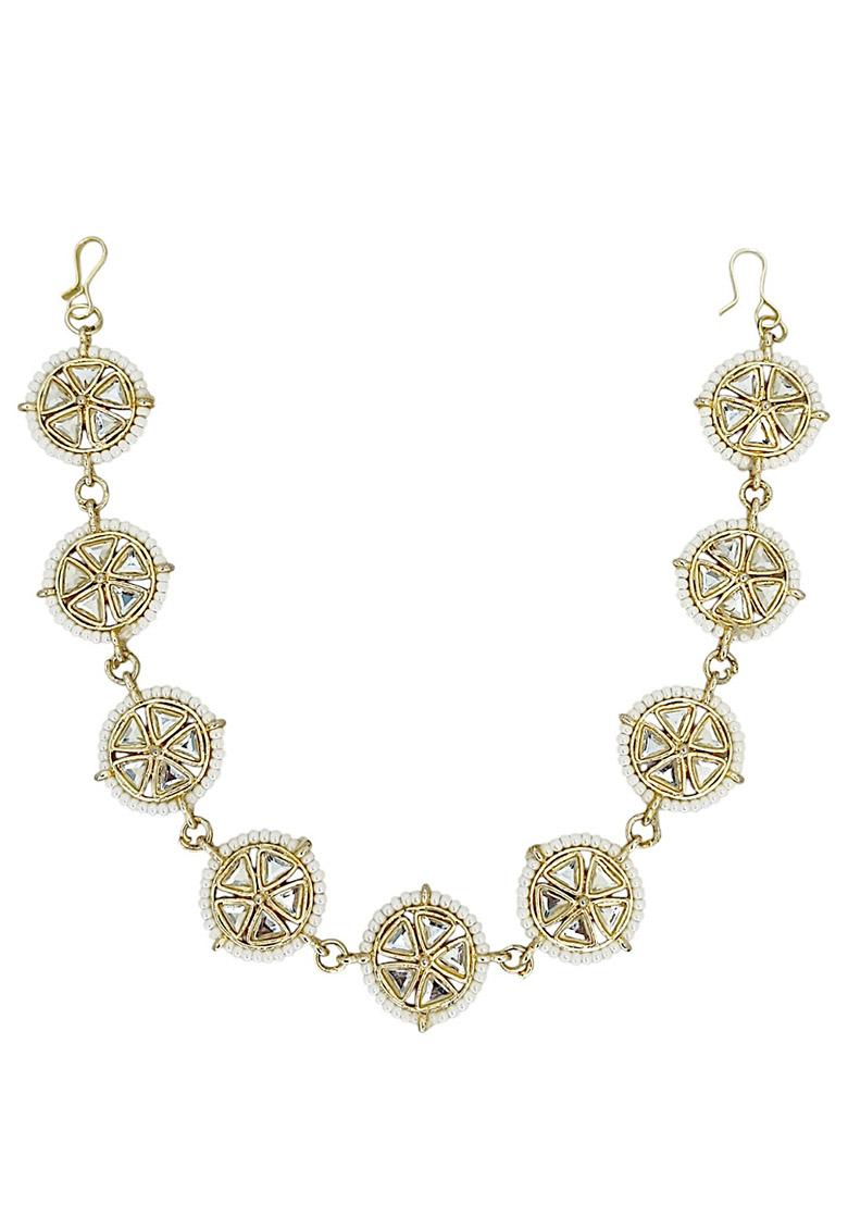 Gold Plated Stone Studded Circle Shape Matha Patti