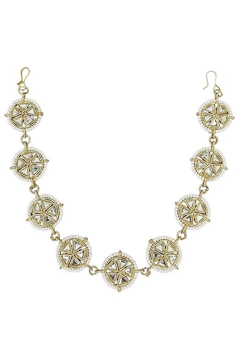 Gold Plated Stone Studded Circle Shape Matha Patti