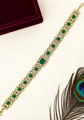 Gold Plated Green Stone studded Matha Patti