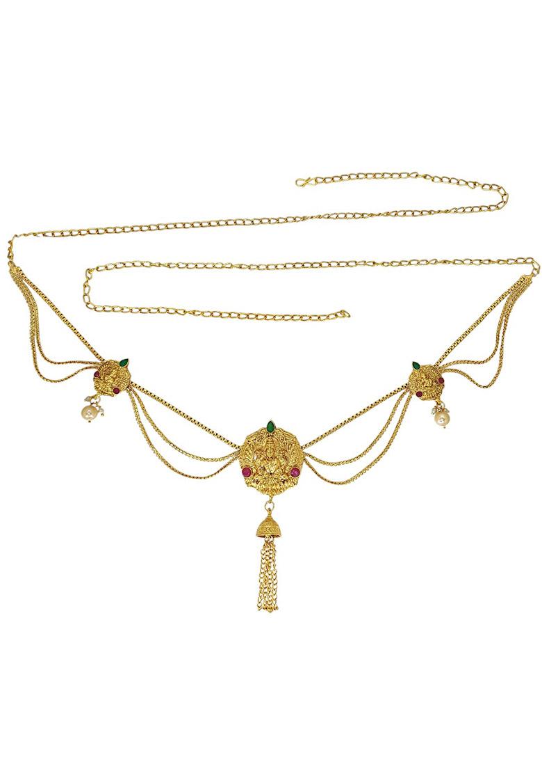 Gold Plated Temple Design Waist Chain Kamarbandh - Indya
