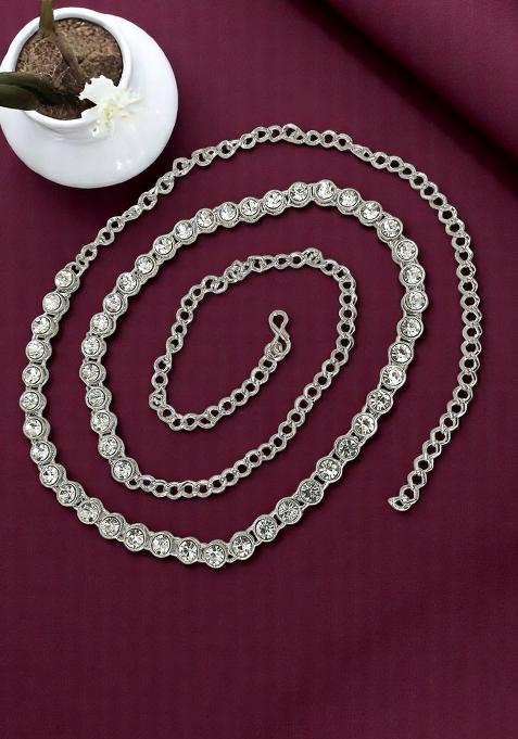 Silver Plated Stone Studded Waist Chain Kamarbandh