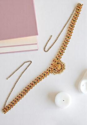 Gold Plated Temple, Peacock Design Waist Chain Kamarbandh