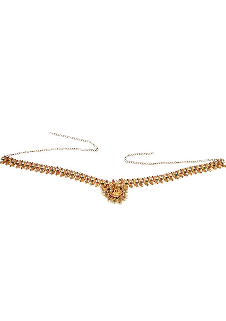 Gold Plated Temple, Peacock Design Waist Chain Kamarbandh - Indya