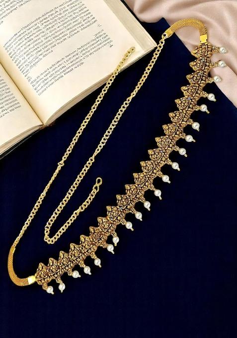 Gold Plated Temple Design Waist Chain Kamarbandh