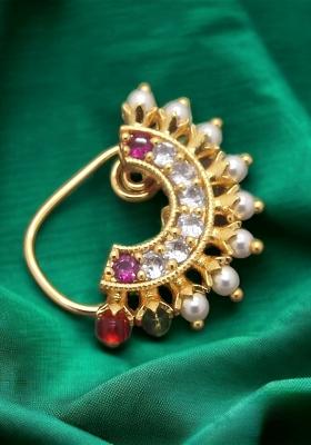 Maharashtrian Style Gold Plated Nose Ring