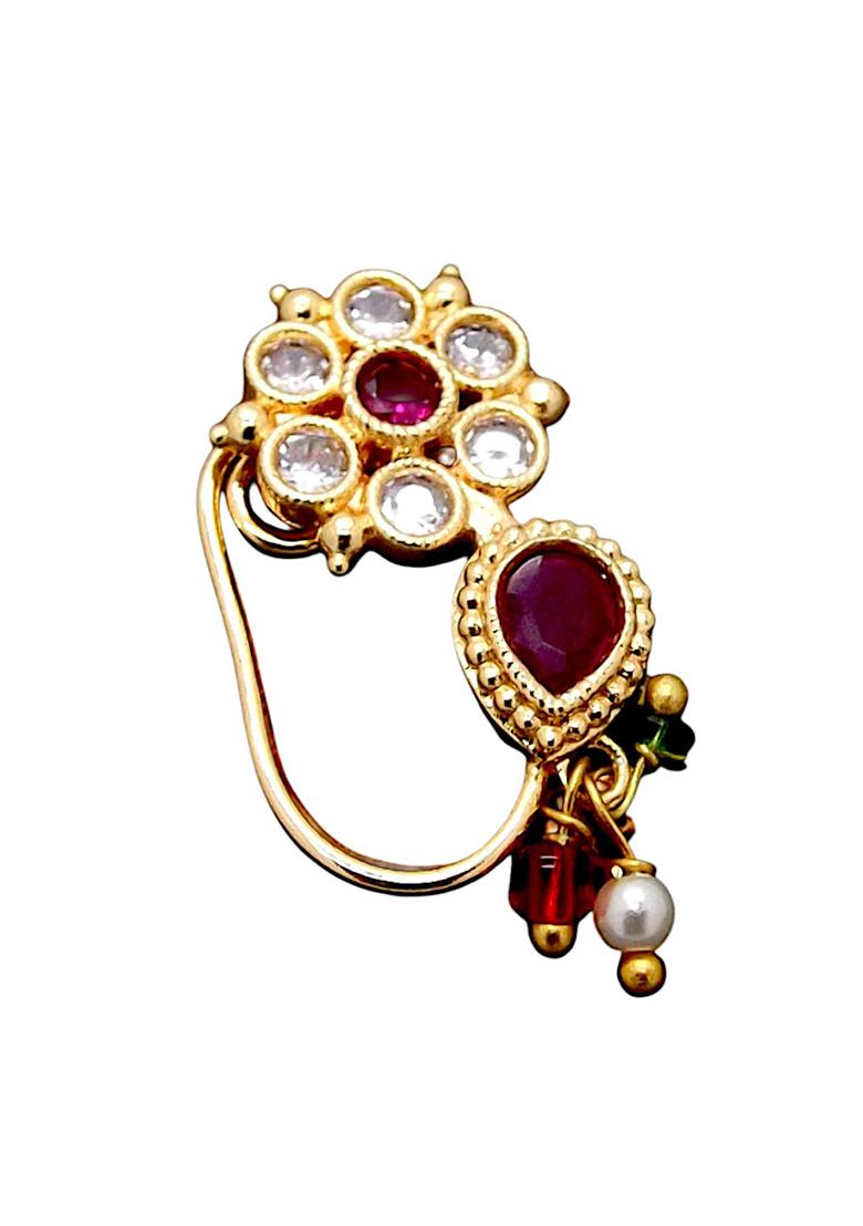 Gold Plated Floral Accents Clip On Nose Ring