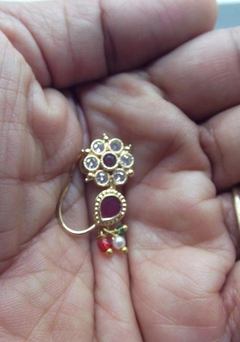 Gold Plated Floral Accents Clip On Nose Ring