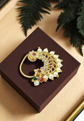 Gold Plated Filigree Work Clip On Nosepin