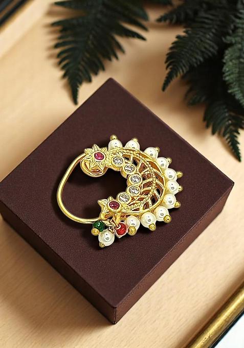Gold Plated Filigree Work Clip On Nosepin