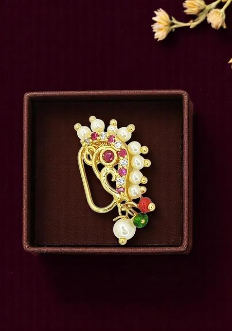 Gold Plated Peacock Design Nose Pin Ring