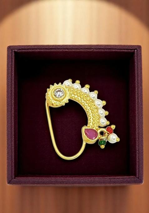 Gold Plated Maharashtrian Clip On Nosepin