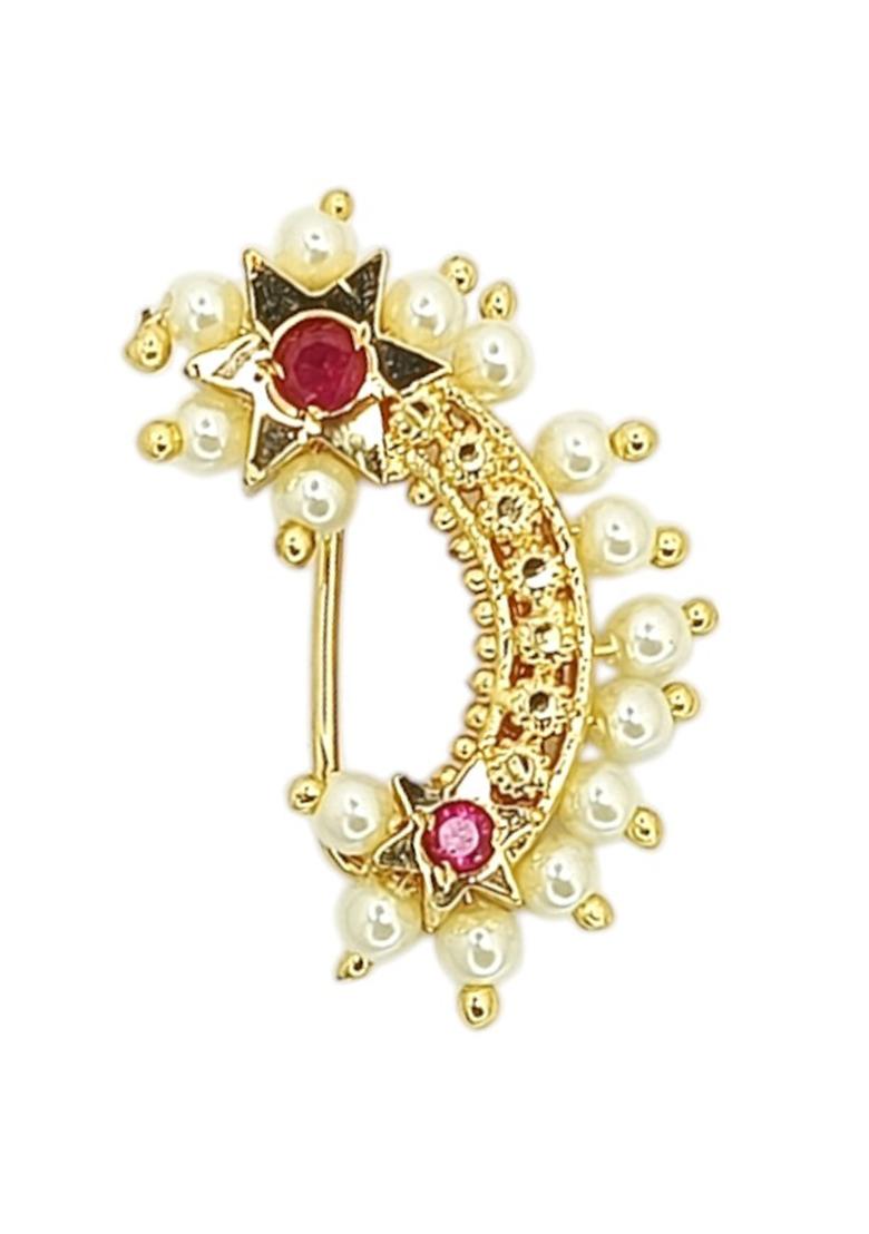 Gold Plated Dainty Floral Clip On Nosepin