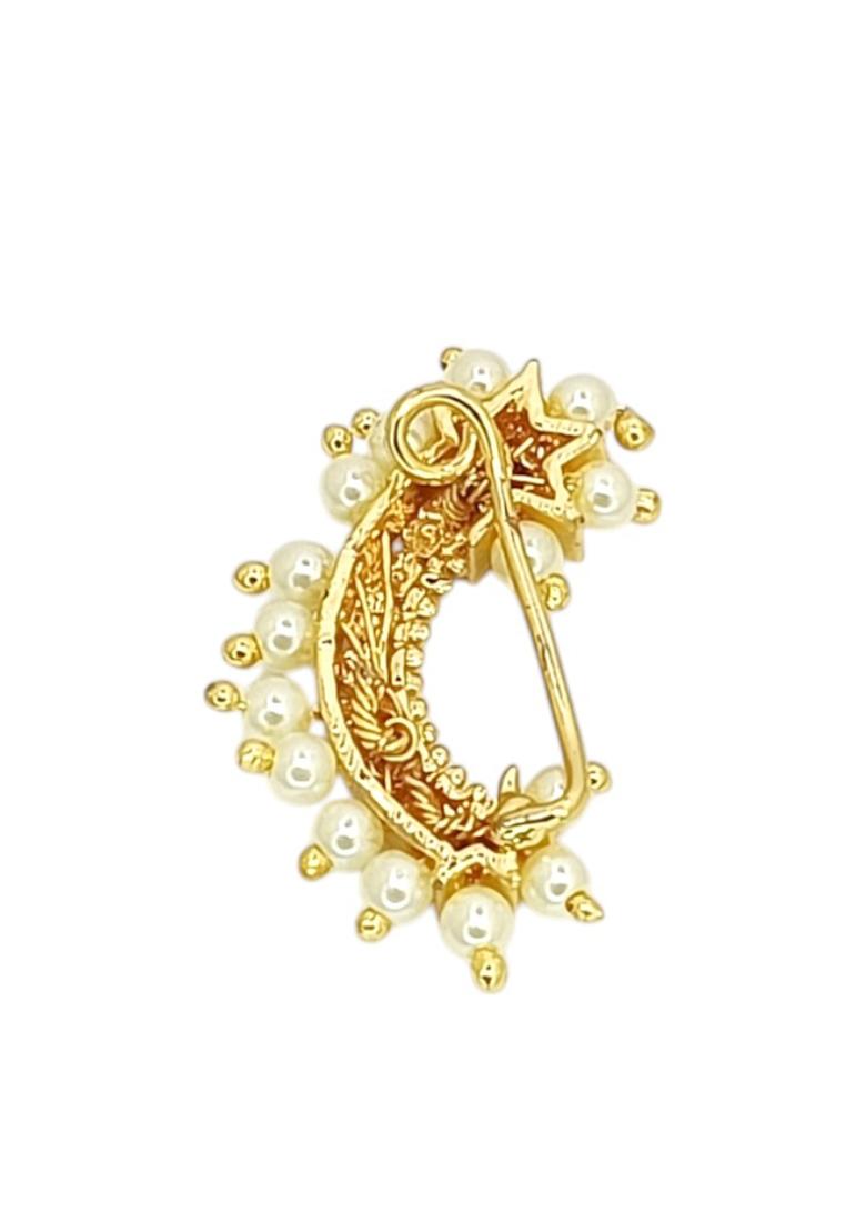 Gold Plated Dainty Floral Clip On Nosepin