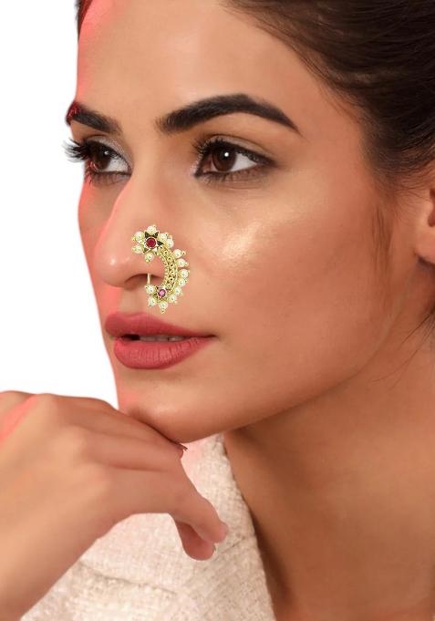 Gold Plated Dainty Floral Clip On Nosepin