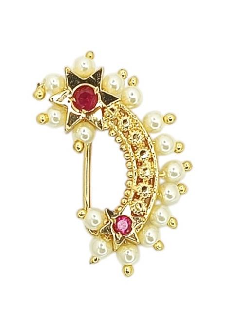 Gold Plated Dainty Floral Clip On Nosepin