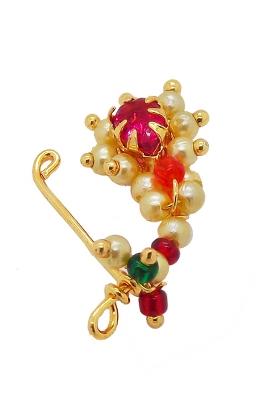 Gold Plated Crescent Moon Design Nose Pin