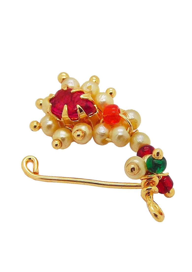 Gold Plated Crescent Moon Design Nose Pin