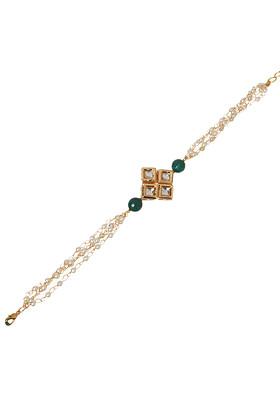 Green And White Gold Tone Kundan Bracelet