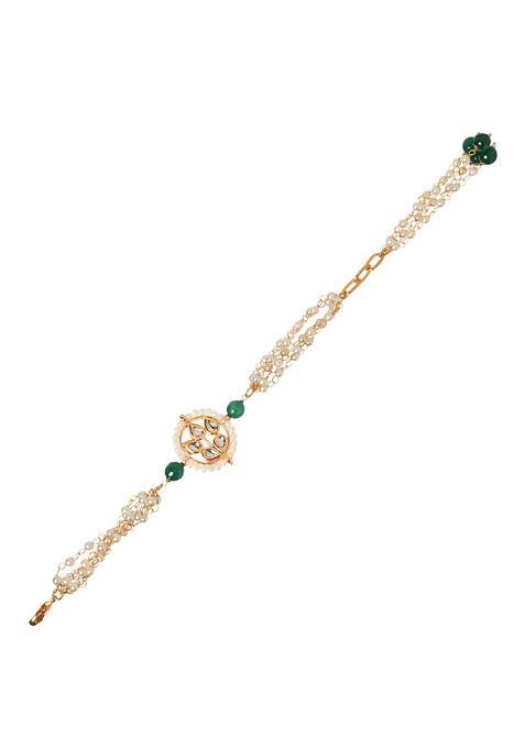 Gold Tone Kundan Floral Bracelet