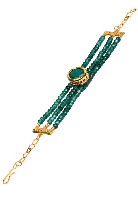 Green Gold Tone Kundan Bracelet