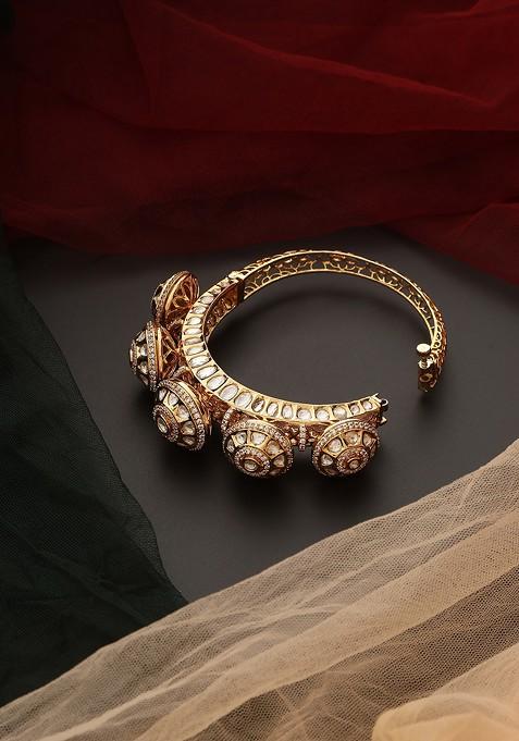 Gold Tone Polki Kada Bracelet