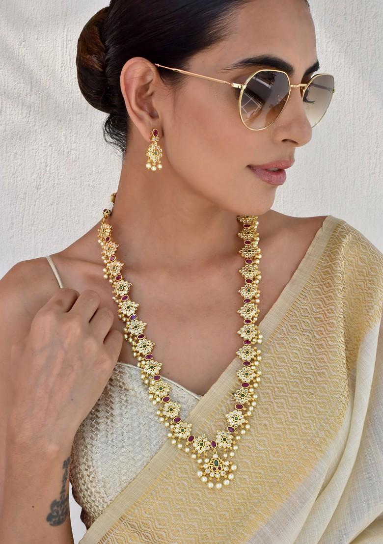 Gold Tone Polki Bracelet - Indya