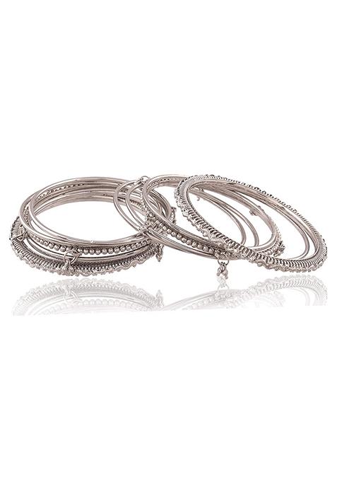 Navratri Ethnic Traditional Silver Plated Oxidized Bangles Set