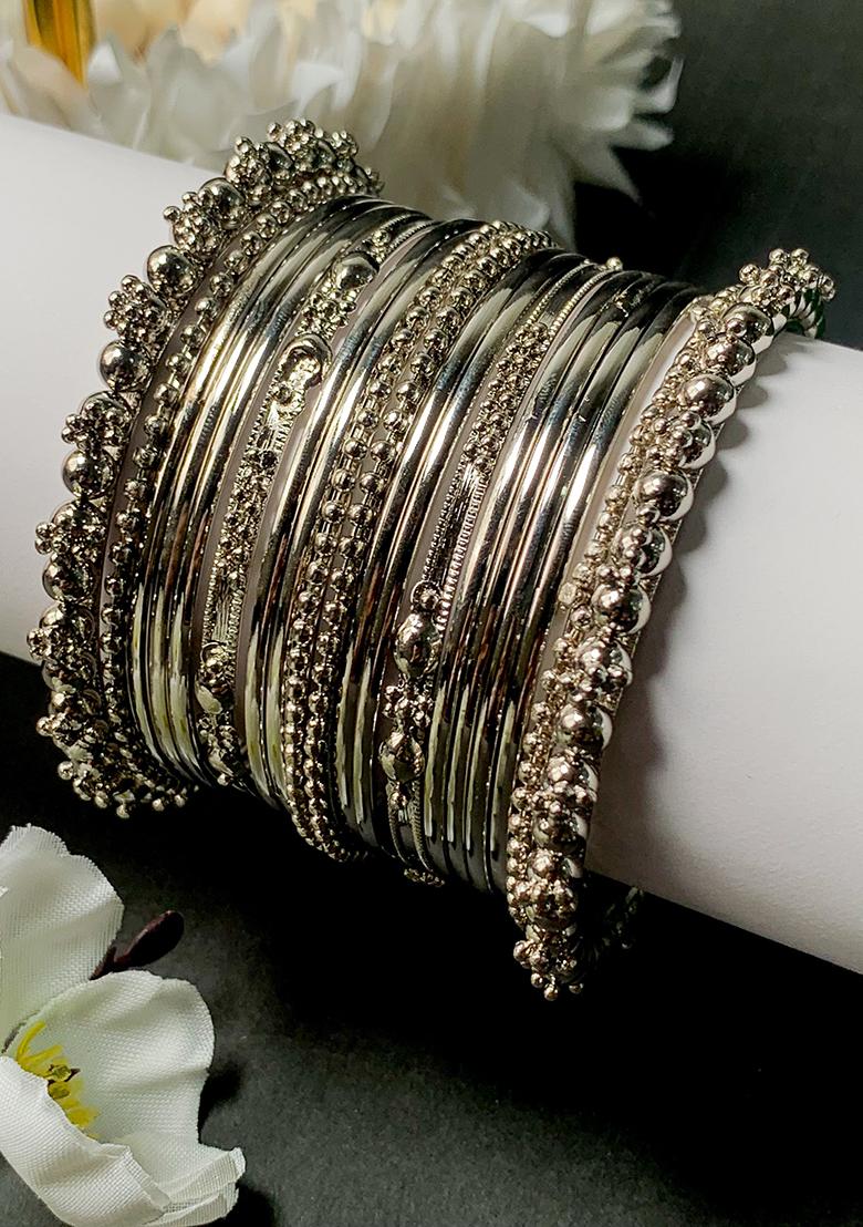 Navratri Ethnic Traditional Silver Oxidized Bangle Set