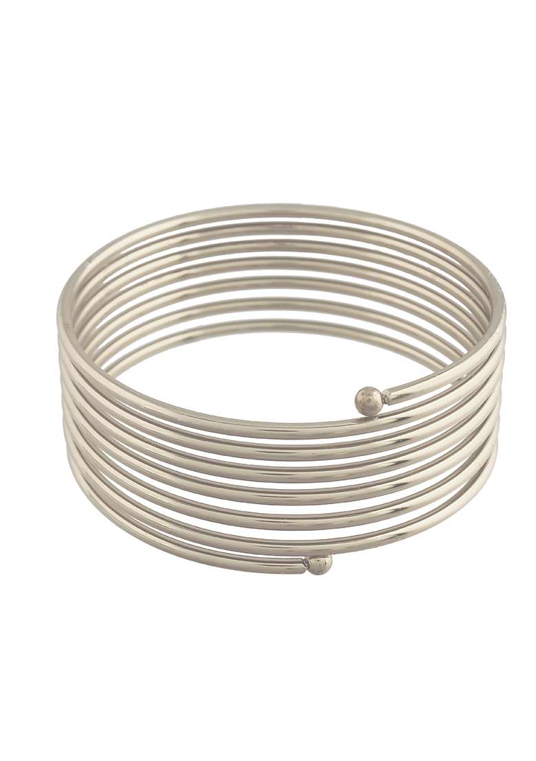 Rhodium Plated Spring Kada Bangles - Indya