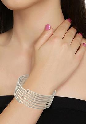 Rhodium Plated Spring Kada Bangles