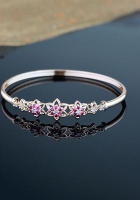 Stylish Rose Gold Plated Cubic Zirconia American Diamond Adjustable Bracelet