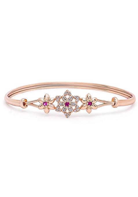 Stylish Rose Gold Plated Cubic Zirconia American Diamond Adjustable Bracelet