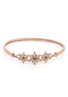 Stylish Rose Gold Plated Cubic Zirconia American Diamond Adjustable Bracelet