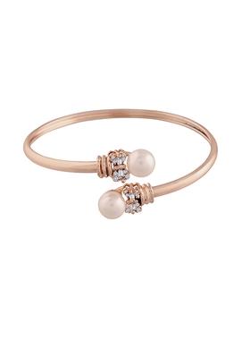 Stylish Rose Gold Plated Cubic Zirconia American Diamond Adjustable Bracelet