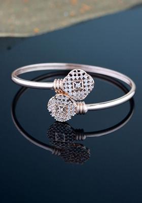 Stylish Rose Gold Plated Cubic Zirconia American Diamond Adjustable Bracelet